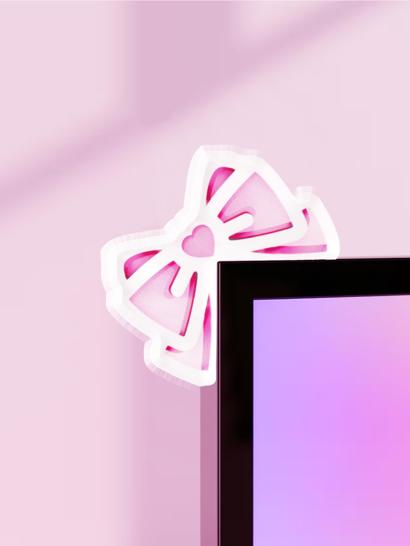 Kawaii Bow Monitor Décor Rose  - Gaming Accessories Kawaii avis et prix